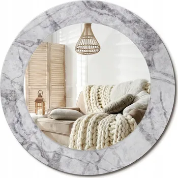 Zrcadlo Stylové kulaté zrcadlo na zeď s potiskem Bílý mramor průměr 50 cm