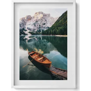 Obraz Nástěnný obraz dekorace interiéru Krajina lodí na jezeře v horách 50x70 cm