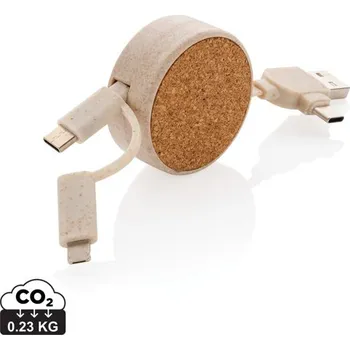 Svinovací kabel 6 v 1 z korku a pšenice, Firemní dárkové předměty s vlastním potiskem