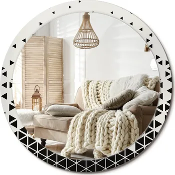 Zrcadlo Dekorativní závěsné zrcadlo s potiskem Geometrická abstrakce Velké průměr 100 cm