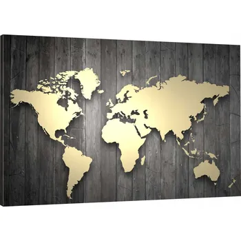 Obraz OBRAZ NA PLÁTNĚ MAPA ZLATO 100x70 980