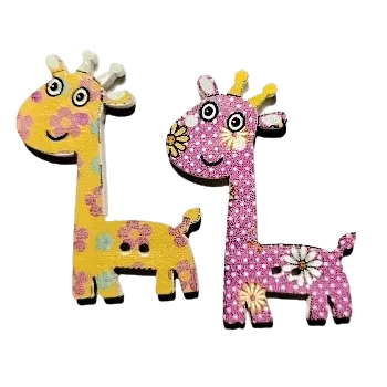 Knoflík Knoflík dřevěný žirafa, Barva: Žlutá
