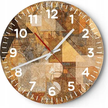 Hodiny Nástěnné hodiny do obýváku 40x40 Abstrakce Kulatý Skleněné hodiny Loft Tiché