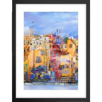 Obraz Obraz plakát v černém rámu do obýváku 30x40 foto plakáty města na zeď