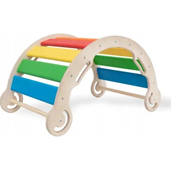 Dětská houpačka Houpačka dřevěná pro děti, duhové desky, velikost M