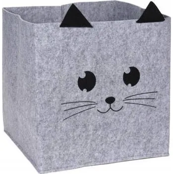 Úložný box Dům a styl Krabička na hračky CUTIES, kočka, 32 x 32 x 32 cm