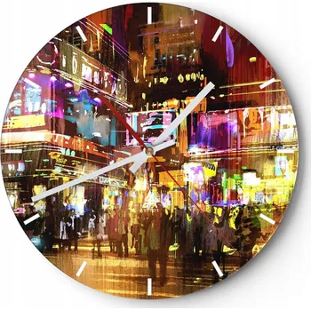 Hodiny Nástěnné hodiny do kuchyně 30x30 Město Skleněné hodiny do obýváku Loft Tiché