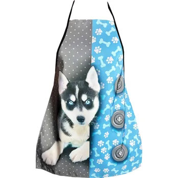 Kuchyňská zástěra FARTUCH KUCHENNY z psem HUSKY Kuchyňská zástěra s motivem psa Husky, ochranná zástěra do kuchyně