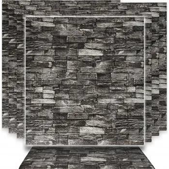 Tapeta 10x 3D SAMOLEPÍCÍ PANELY NA ZEĎ PĚNA XPE CIHLA ČERNÁ TAPETA 77x70cm