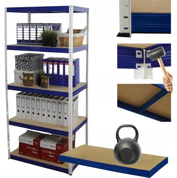 Dílenský regál Kovový regál skladový stojan HELIOS 213x120x35cm 5 polic x 175kg, kombinovatelný