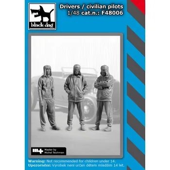 Plastikový model Blackdog 1/48 Drivers / civilian pilots (3 figures)