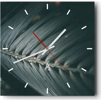 Hodiny Velké nástěnné hodiny 40x40 Botanika Skleněné hodiny Čtvercové Tiché