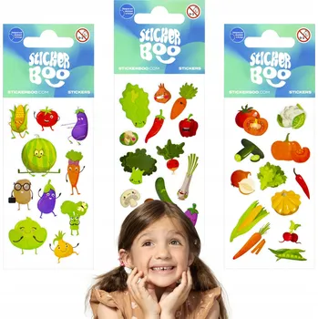 samolepka Sada barevných samolepek veselá zelenina, samolepky pro děti