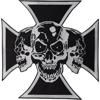 Nášivka Nášivka Kříž Motorkáře Lebky 25 cm - VÝŠIVKA -