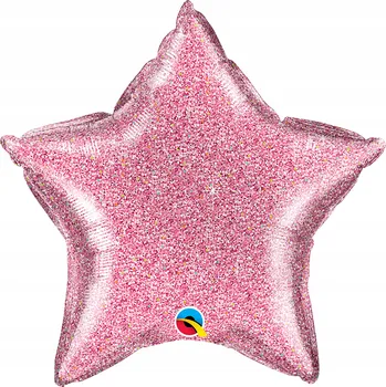Balónek Fóliový balónek Hvězda s třpytivým potiskem, růžový, 51 cm Qualatex