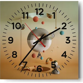 Hodiny Kuchyňské nástěnné hodiny 30x30 Abstrakce Skleněné hodiny do obýváku Moderní Tiché