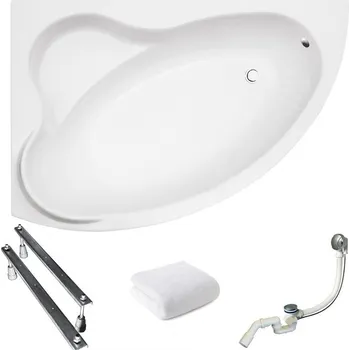 Vana Akrylátová rohová vana Besco Ada, boční odtok, 140 x 90 cm