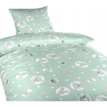 Povlečení Dadka Povlečení bavlna Zvířátka mentolová 140x200, 70x90 cm