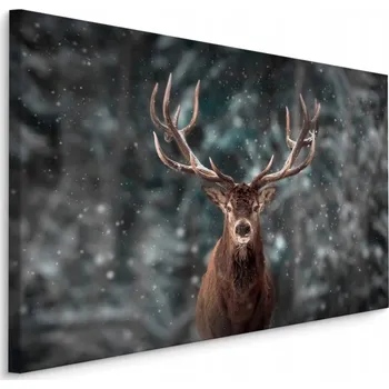 Obraz Obraz na plátně Jelen LES Zima Příroda 3D 90x60
