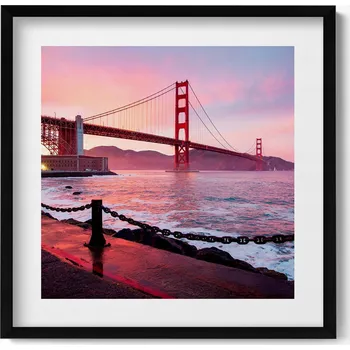 Obraz Obraz v černém rámu nástěnná dekorace Pohled na most Golden Gate 50x50 cm