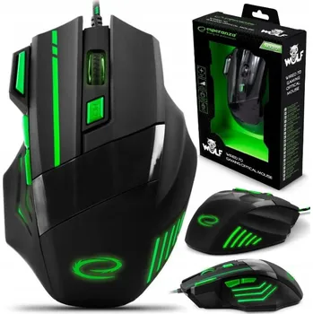 Myš Herní Myš Esperanza MX201 Wolf 7D USB, černá a modrá