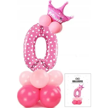 Balónek SADA BALÓNKŮ STOJÍCÍCH RŮŽOVÝCH S ČÍSLICÍ 0 NA NAROZENINOVOU OSLAVU DEKORACE