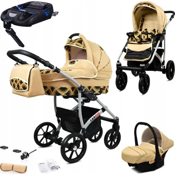 Kočárek Dětský kočárek 4v1 BabyLux Largo: sportovní kočárek, hluboká korba, autosedačka, základna ISOFIX