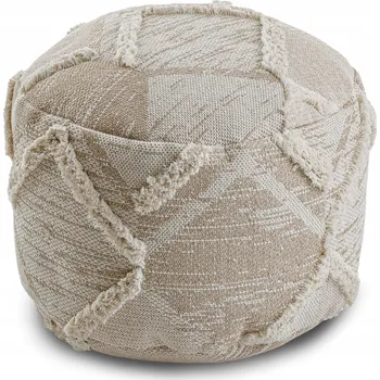 Taburet Bavlněná Taburet Podnožka válec 50x50 BOHO béžová #D1944