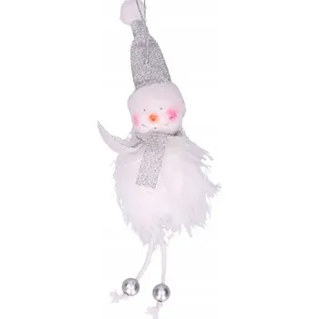 Vánoční dekorace Panenka sněhulák jako ozdoba na vánoční stromeček, s třpytkami 1 Ks.