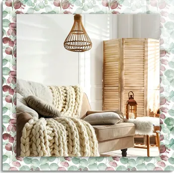 Zrcadlo Zrcadlo s potiskem do koupelny, kuchyně, předsíně, listy, akvarel 60x60 cm