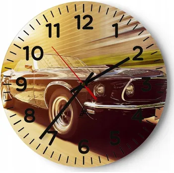 Hodiny Nástěnné hodiny do obýváku 40x40 Auto Kulatý Skleněné hodiny Loft Tiché