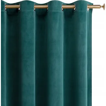 Obraz Hotový závěs hotový, velurový, na kroužcích/průchodkách, 140x280 cm, petrol (modrozelená) barva, Charmy S