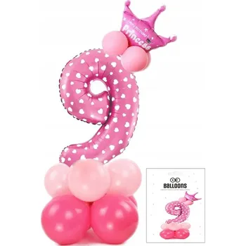 Balónek SADA BALÓNKŮ STOJÍCÍCH RŮŽOVÝCH S ČÍSLICÍ 9 NA OSLAVU NAROZENIN DEKORACE