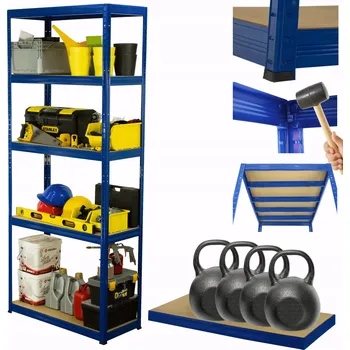 Dílenský regál Skladový regál kovový garážový HELIOS HNN 180x075x35 5 polic nosnost 400 kg