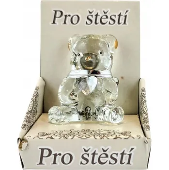 Obraz SKLENĚNÝ MEDVÍDEK SE SRDÍČKEM 3×4×2 cm