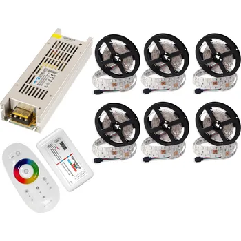 LED páska LED pásek SADA 5050 30m 150RGB+BÍLÁ DÁLKOVÝ OVLADAČ DOTYKOVÉ