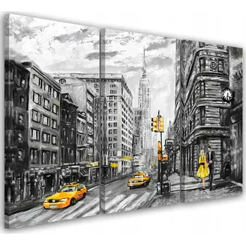 Obraz Obraz Tryptych New York Taxi USA Akryl 60x40