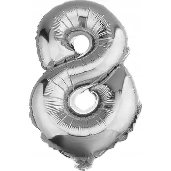 Balónek STŘÍBRNÝ BALÓN ČÍSLICE 8, 100 CM, NAROZENINY, OSLAVY