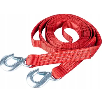 Tažné lano Tažné lano popruhové 4500 kg 35 mm 5 m s háky, červené, 4,5T