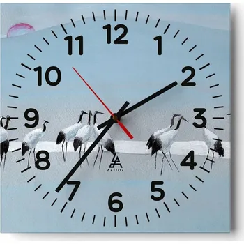 Hodiny Kuchyňské nástěnné hodiny 30x30 Ptáci Skleněné hodiny do obýváku Moderní Tiché