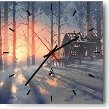 Hodiny Velké nástěnné hodiny 40x40 Krajina Skleněné hodiny Tiché