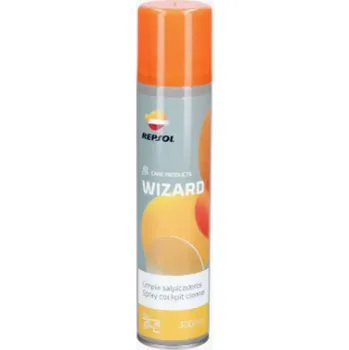 Čistič plastových dílů REPSOL WIZARD LIMPIA SALPICADEROS PŘÍPRAVEK PRO PÉČI O PLASTY A KAPOTY 300ML(NAHRAZENO RPP9061ZNB)
