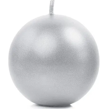 Svíčka Svíčka koule PartyDeco 6 cm 1 kus stříbrná