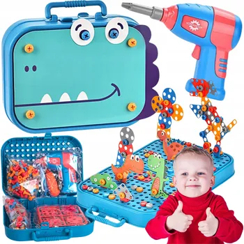 ostatní stavebnice Stavebnice pro děti ve 3D šroubovacím kufříku DINOSAURUS Šroubovák NA DÁREK