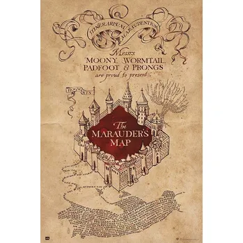 Plakát Plakát Harry Potter s mapou Maraudera Velký Plakát bez rámu 61 x 91,5 cm