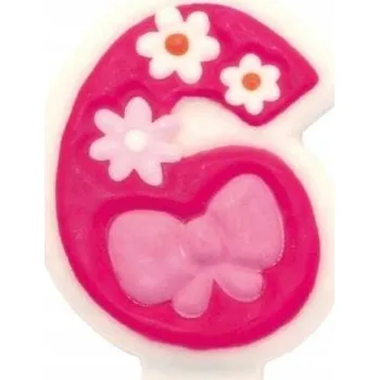 Dortová svíčka Růžová svíčka na narozeninový na dort číslice 6 Amscan