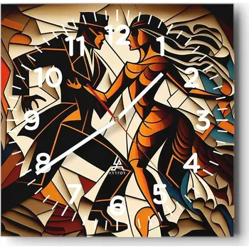 Hodiny Kuchyňské nástěnné hodiny 30x30 Kubismus Skleněné hodiny do obýváku Moderní Tiché