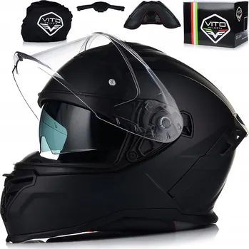 Helma na motorku MOTOCYKLOVÁ PŘILBA | VITO PRESTO | ČERNÁ MATNÁ, SYSTÉM PINLOCK + CLONA ECE 06