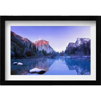 Obraz Dekorativní nástěnný obraz v rámu s grafikou loft Zimní krajina jezera 30x20 cm