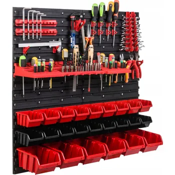 Obraz Nástěnná dílenská deska 78x78 cm + 24 boxů/úložných boxů